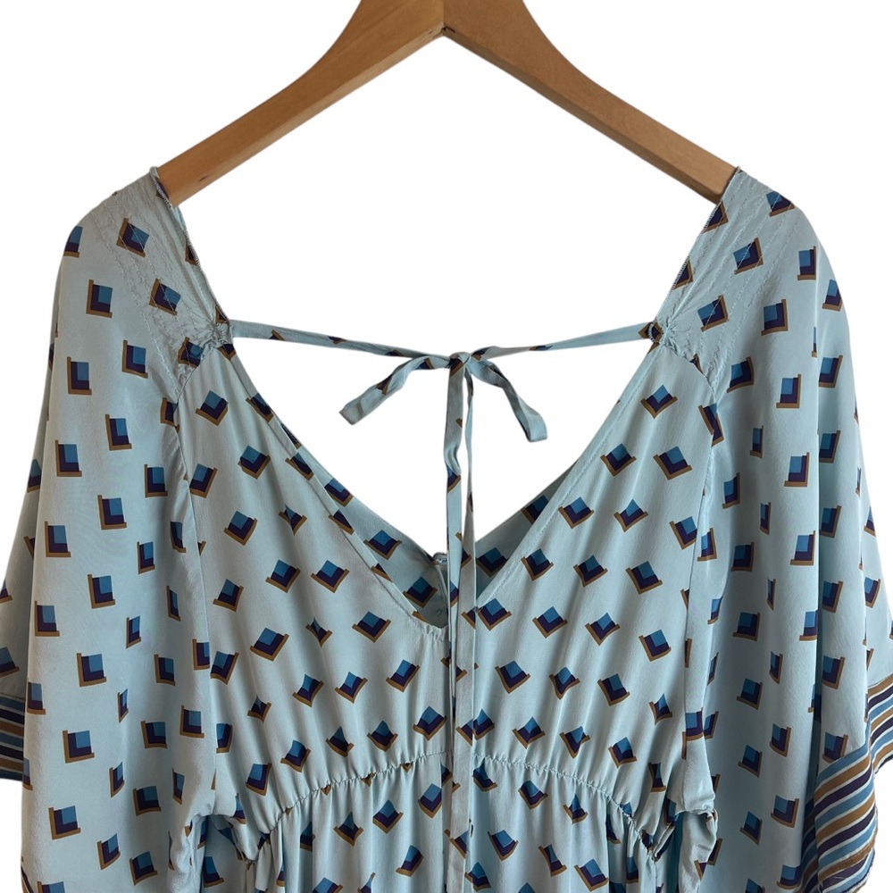 Bel Air Women's Silk Boho Graphic Print Kaftan Maxi Dress Sz. T2 - Picture 6 of 10
